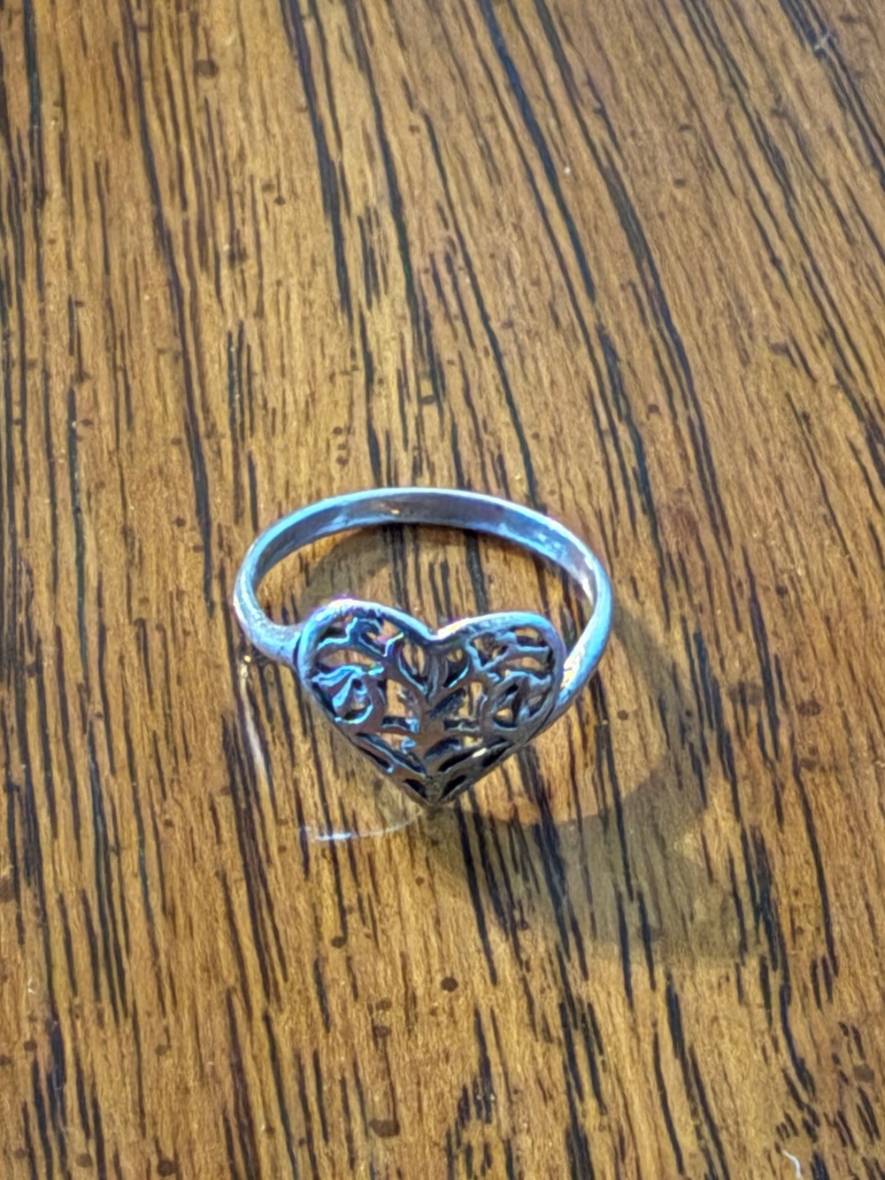 Size 7 925 Sterling Silver Filigree Tree Of Life Heart Ring